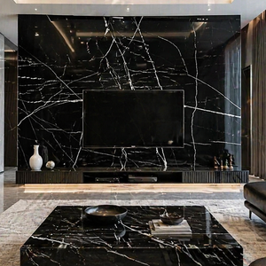 Dalles de marbre noir Marquina poli de qualité supérieure, modernes, imperméables, écologiques, garantie 1 an, pour sols intérieurs d'hôtels, meubles de salle de bain, escaliers et couloirs. - Product Image 4