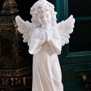 Statuetta di Angelo in Stile Europeo Vintage, Ornamento in Resina e Gesso, Decorazione da Scrivania con Motivo Cartoon, Piccola Angioletta, Accessorio per il Ringraziamento - Product Image 4