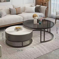 Dalle de roche moderne et table basse en verre avec cadre en métal Design de luxe léger de petite taille pour le salon