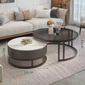 Dalle <span class=keywords><strong>de</strong></span> roche moderne et table basse en verre avec cadre en métal Design <span class=keywords><strong>de</strong></span> luxe léger <span class=keywords><strong>de</strong></span> petite taille pour le salon - Product Image 3