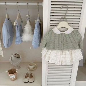 Nouvel ensemble de vêtements printemps-été 2026 pour filles - Ensemble deux pièces tendance en <span class=keywords><strong>tricot</strong></span> à manches courtes et <span class=keywords><strong>jupe</strong></span> à volants - Product Image 6