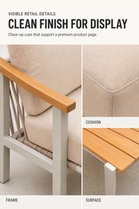 Ensemble de canapés de patio en aluminium pour hôtels et cabanes : Cadre en aluminium soudé par points, conçu pour l'extérieur - Product Image 4