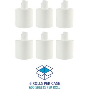 Rouleau de serviettes en papier jetables blanches Boardwalk 2 plis, 600 feuilles/rouleau, 6 rouleaux/carton, 7,6 x 8,9 po - Product Image 4