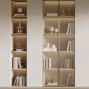 Tùy chỉnh đầy đủ tường kệ sách trong gỗ trắng MDF Bảng điều chỉnh Tủ sách của văn phòng & phòng khách kim loại bằng gỗ tủ trưng bày kích thước tùy chỉnh - Product Image 2
