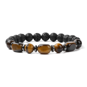 Nouvel Arrivage Transfrontalier : Bracelet pour Homme Ximang Square Tigereye avec Entretoise en Hématite, Fait Main, Extensible, Vente en Gros - Product Image 6