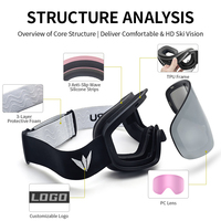 Masque de ski magnétique personnalisé avec logo, double couche anti-buée, protection UV HD, compatible avec les lunettes de myopie, pour sports de neige en extérieur