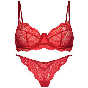 Conjunto de Lencería Sexy con Encaje Calado y Push-Up, Transpirable, Multicolor, Transparente, Ultrafino, de Poliéster/Chilon, Lavado a Mano - Product Image 6