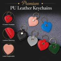 Porte-clés en cuir PU en forme de cœur vierge, gravable avec logo personnalisé, cadeau souvenir Saint-Valentin ou mariage