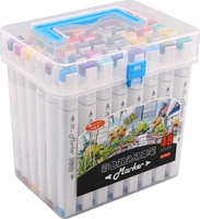 Ventes chaudes Marqueur permanent à double encre à base d'alcool 12/24/36/48 couleurs Forme carrée Oblique pour tableau blanc 10 mm Ensemble cadeau parfait