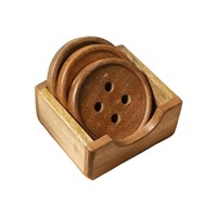 Juego de Posavasos Cuadrados Modernos de Madera con Botón, Soporte para Bebidas con Logotipo Personalizado, Embalaje de Cartón Ecológico para Decoración de Mesa de Restaurante