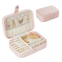 Portable Jewelry Organizer Case Button Closure Mini Storage Box for Rings Earrings
