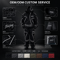 Ensemble de survêtement homme personnalisé, direct usine, en tissu hydrochromique révélateur d'eau, imprimé léopard, avec sweat à capuche et pantalon réfléchissants, noir mat