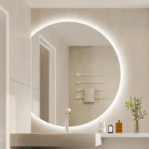 Espejo de tocador inteligente para baño CTL804, forma Irregular, Led, atenuación, antiniebla, semicircular, sin marco