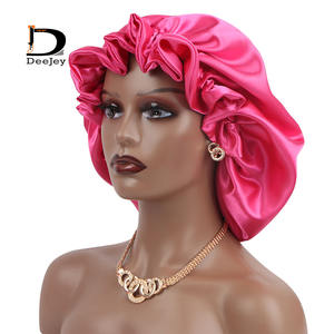 Bonnets en Satin de soie Double couche avec cordon de serrage pour dormir, accessoires de cheveux personnalisés - Product Image 5