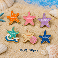 Pin de Solapa de Metal Decorativo con Diseño de Estrella de Mar Esmaltada, Insignia de Criatura Marina, Souvenir de Turismo Oceánico, Venta al por Mayor de Alta Calidad