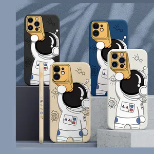 באיכות גבוהה חמוד אסטרונאוטים קריקטורה 2D הדפסת סיליקון טלפון Case חזרה כיסוי עבור iPhone 6 7 8 בתוספת X XR XS 11 12 13 Pro מקסימום