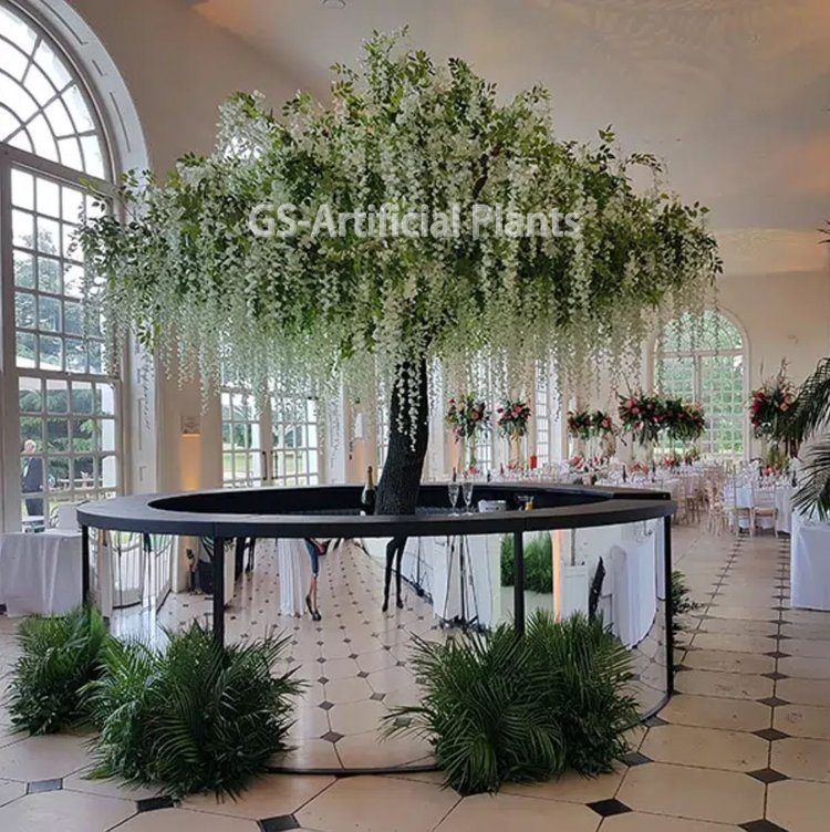 Piante artificiali glicine bianco alberi per il matrimonio di seta glicine fiore albero artificiale grande glicine fiore albero