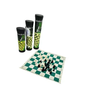 Factory professional custom chess set big back cylinder package easy to carry for outdoor/indoor games