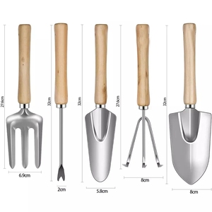 Vente chaude Confortable Manche En Bois Râteau Bêche <span class=keywords><strong>Pelle</strong></span> 5 Pièces Ensemble D'outils De Jardin Avec Sac De <span class=keywords><strong>Rangement</strong></span> - Product Image 2