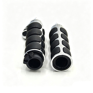 Puños de manillar de motocicleta de 25 mm con punta de púas de 4 secciones para Harley Bobber Cruiser, puños de asistencia para acelerador, negro cromado - Product Image 5