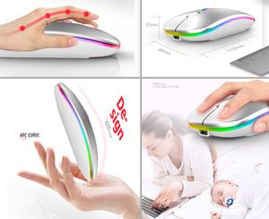 เมาส์เกมมิ่งไร้สาย Ultra Slim 2.4GHz พร้อมไฟ LED แบบออปติคอล รองรับโหมดคู่ ชาร์จซ้ำได้ สำหรับแท็บเล็ต คอมพิวเตอร์ตั้งโต๊ะ และแล็ปท็อป - Product Image 2