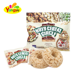 Cereales de cacahuete y <span class=keywords><strong>avena</strong></span> en forma de donut, aperitivo crujiente en círculo, empaquetado individualmente en bolsa de 280g, venta al por mayor. - Product Image 1