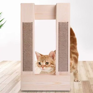 Wooden <b>Cat</b> <b>Scratching</b> <b>Post</b> Double Layer Vertical Hemp Rope Style Durable <b>Cat</b> Stand Minimalist Design <b>For</b> Indoor <b>Cats</b> - Product Image 1