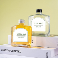 OEM Custom Groothandel 50ml 100ml 200ml 250ml Transparante Vierkante Glazen Fles Fruitwijn Sap Aangepaste Logo met Zwarte Schroefdop