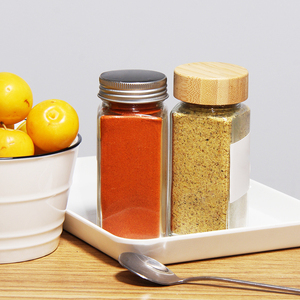 Recipientes para Almacenar Especias, Frascos Cuadrados con Tapas de Bambú - Product Image 6