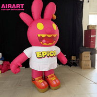 Costume de mascotte gonflable Lapin Rose pour défilés et spectacles, Personnage de dessin animé gonflable personnalisé pour l'activation de marque