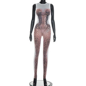 Viviblook D26JP045 Combinaison Femme Été Nouvelle Collection Sexy Moulante Imprimée Sans Manches Soirée Boîte de Nuit Une Pièce - Product Image 3