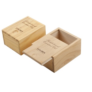 Unfinished Solid Wooden Box with Wood Sliding Lid Packaging Gift Storage Box Wholesale
