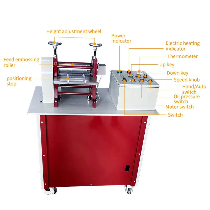 High Speed Hydraulic Pattern Design Heated Roller Mould Leather Embossing Machine For Belt Embossed Leather Fabric