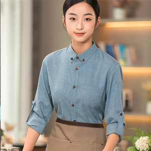 Camicia Uniforme Personalizzata con Logo <span class=keywords><strong>per</strong></span> Camerieri, Cameriere, Personale di <span class=keywords><strong>Ristorazione</strong></span>, Hotel, Ristorante, Caffè, Bar, Manica Lunga con Bottoni - Product Image 5