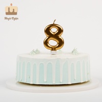 Bougie d'anniversaire géante numéro 7 en cire de paraffine dorée métallisée, faite à la main, Magic Lights BC-55, pour fête