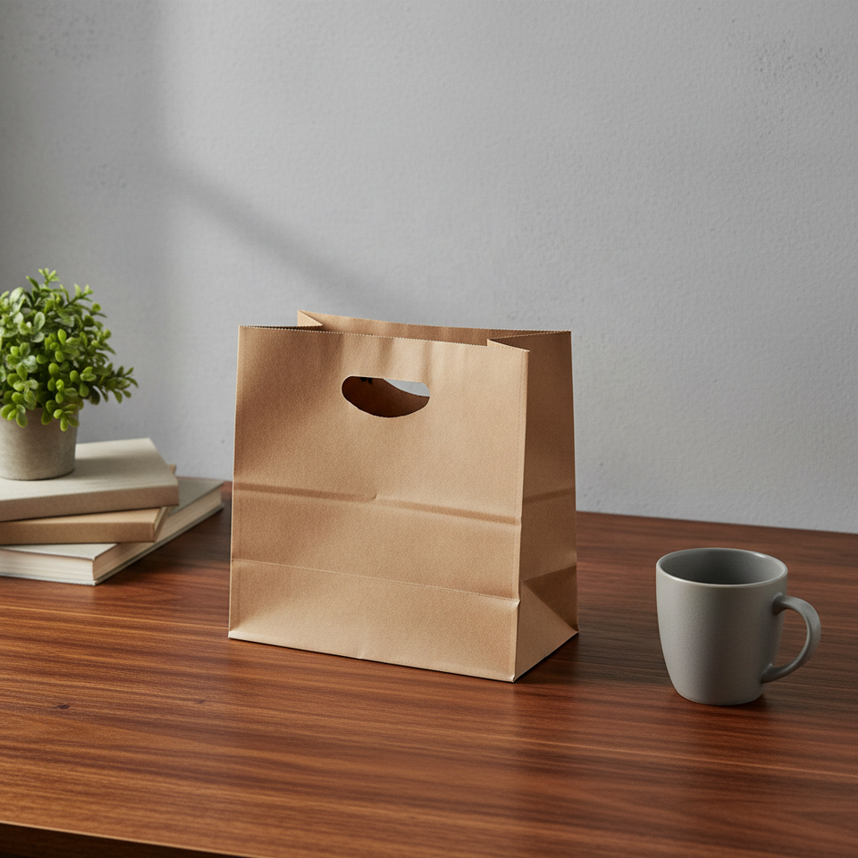 Customized Wholesale Kraft Paper Takeaway Die Cut Handle Paper Bag With ...