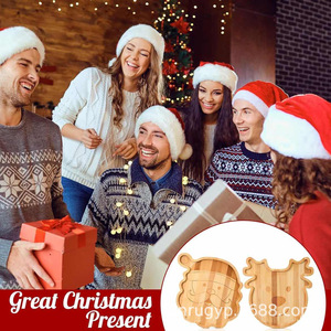 Plateau de service en bambou de Noël en forme de Père Noël et de rennes, pour fruits, desserts et en-cas, pour les fêtes de fin d'année - Product Image 2