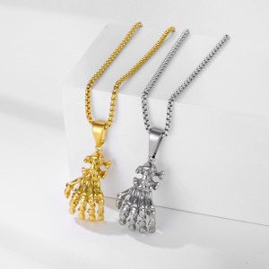 Bijoux moulés à la mode or 18 carats argent Hiphop Statue de la liberté en acier inoxydable pharaon égyptien crâne main pendentif collier à breloques - Product Image 5