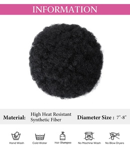 काले महिलाओं के एफ्रो किंकी कर्ल सिंथेटिक चिगनन चिंगन फ्राओ बालों के पफ बन्स एक्सटेंशन क्लिप ड्रॉस्ट्रिंग पोनीटेल पॉटिच - Product Image 2