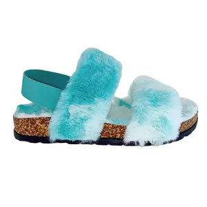 Fur Slipper Colorful Fluffy Furry Slipper Ladies Slippers Custom Fuzzy Plush Shoes für Ladies Faux Fox Fur Sandal