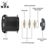 Carrete de Pesca de Spinning W.P.E CF 9000/9000T de Alta Velocidad 4.4:1 con Bobina de Metal y 9+1 Rodamientos para Carpa