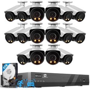 Système de caméra PoE GWSECU 12MP, NVR PoE 16 canaux, disque dur 4 To, 16 caméras bullet 6K 4K, couleur intégrale, emplacement pour carte SD intégré, audio bidirectionnel - Product Image 1