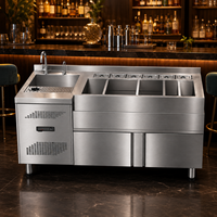 Comptoir de bar commercial personnalisable en acier inoxydable 201 avec double porte et refroidisseur de vin et de bière numérique sous comptoir