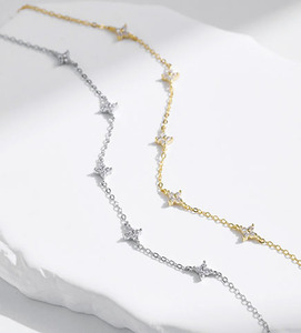 Bracelet en argent S925 poli, doré, avec zircons cubiques multi-étoiles, délicat, réglable, chaîne céleste, bijou élégant, cadeau - Product Image 4