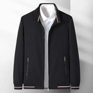 Standing Collar Fashionable <b>Top</b> <b>Coat</b> Men's Jacket Trendy Clothing Zipper Closure Casual Young and Middle-Aged People Men's <b>Coats</b> - Product Image 2