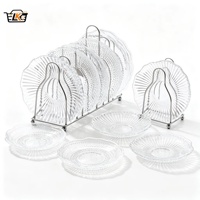Assiette à dessert, fruits, noix, snacks, sous-verre à thé, amuse-gueules en verre texturé transparent à bords ondulés, design moderne, vente en gros