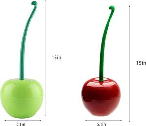 ชุดแปรงทำความสะอาดห้องน้ำรูปทรงเชอร์รี่ แปรงทำความสะอาดพลาสติกสำหรับห้องน้ำ แปรงด้ามยาวป้องกันการรั่วซึม - Product Image 2