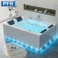 Baignoire de massage autoportante en acrylique blanc moderne pour 2 personnes avec hydromassage Baignoire de trempage à jet d'eau Baignoire de spa à remous pour l'intérieur