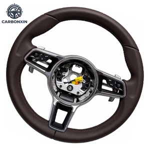 Volante Deportivo Personalizado de Cuero/Aluminio/Madera con Diseño Dinámico en Negro para Porsche Panamera, Macan, Cayenne, Cayman - Product Image 5