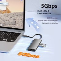 Station d'accueil Type-C pour ordinateur avec hub multi-ports 9-en-1 4K 60Hz pour Ethernet Gigabit, ports USB 3.0 et 2.0, adaptateur pour ordinateur portable